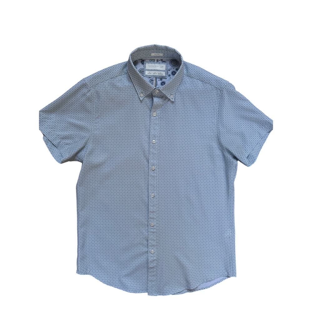 Cactus Man Ricky Singh Blue Geometric Performance Shirt Men's M